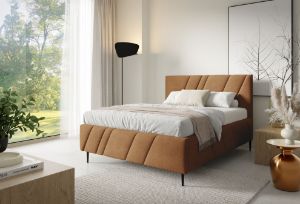 Obrazek Łóżko tapicerowane z nogami Kseno 160x200 rudy