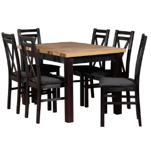 Obrazek Zestaw Stół I Krzesła 1+6 Artemida 1 St58 140x80+40  Wotan/Czarny/W-114 Czarn