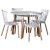 Obrazek Zestaw Stół I Krzesła 1+4 Monti St57 Fi90 Biały/Buk Natur W170 Białe