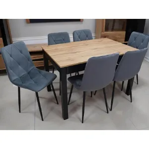 Obrazek Zestaw Stół I Krzesła 1+6 Łukasz St30 140x80+40 Wotan/Czarny/Naomi Popiel