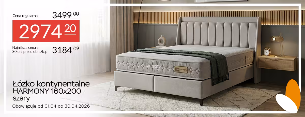 Łóżko kontynentalne z materacem kieszeniowym Harmony 160x200