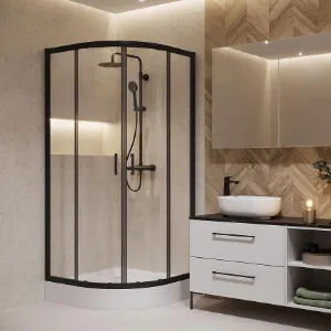 Obrazek Kabina półokrągła Brasco 80x80x190 black S168-003