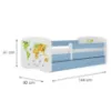 Obrazek Łóżko dziecięce Babydreams+SZ+M niebieski 70x140 mapa