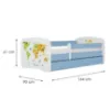 Obrazek Łóżko dziecięce Babydreams+SZ+M niebieski 80x160 mapa