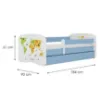 Obrazek Łóżko dziecięce Babydreams+SZ+M niebieski 80x180 mapa