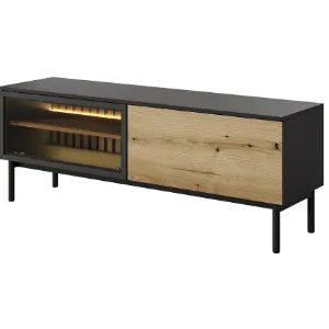 Szafka RTV  Lang RTV E 150 2d Led Czarny/dąb Evoke