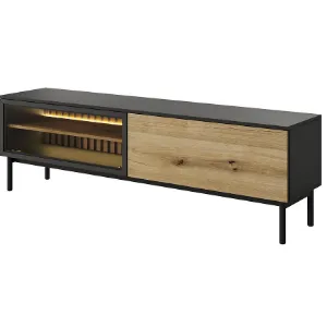 Obrazek Szafka RTV Lang RTV F 180 2d Led Czarny/dąb Evoke