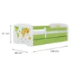 Obrazek Łóżko dziecięce Babydreams+SZ+M zielony 70x140 mapa
