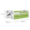 Obrazek Łóżko dziecięce Babydreams+SZ+M zielony 70x140 Nasa