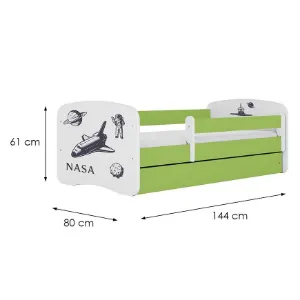 Obrazek Łóżko dziecięce Babydreams+SZ+M zielony 70x140 Nasa