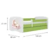 Obrazek Łóżko dziecięce Babydreams+SZ+M zielony 70x140 sen
