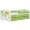 Obrazek Łóżko dziecięce Babydreams+SZ+M zielony 80x160 mapa