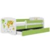 Obrazek Łóżko dziecięce Babydreams+SZ+M zielony 80x160 mapa