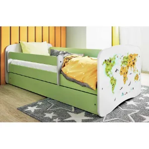 Obrazek Łóżko dziecięce Babydreams+SZ+M zielony 80x160 mapa
