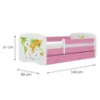 Obrazek Łóżko dziecięce Babydreams+SZ+M różowy 70x140 mapa