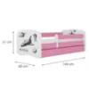 Obrazek Łóżko dziecięce Babydreams+SZ+M różowy 70x140 Nasa