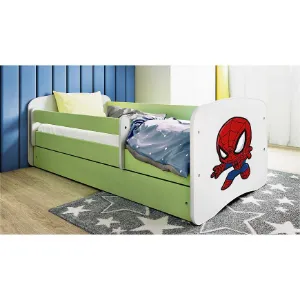Obrazek Łóżko dziecięce Babydreams+SZ+M zielony 80x160 Spider-man