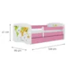 Obrazek Łóżko dziecięce Babydreams+SZ+M różowy 80x160 mapa