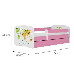 Obrazek Łóżko dziecięce Babydreams+SZ+M różowy 80x160 mapa