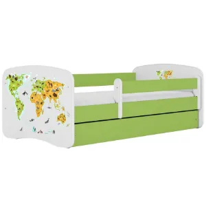 Obrazek Łóżko dziecięce Babydreams+SZ+M zielony 80x180 mapa