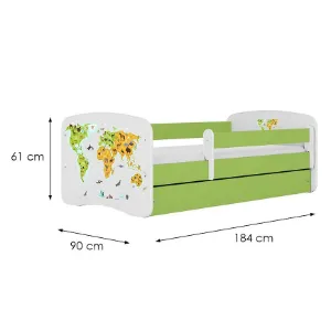 Obrazek Łóżko dziecięce Babydreams+SZ+M zielony 80x180 mapa