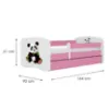 Obrazek Łóżko dziecięce Babydreams+SZ+M różowy 80x160 panda 2