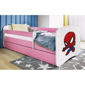 Obrazek Łóżko dziecięce Babydreams+SZ+M różowy 80x160 Spider-man