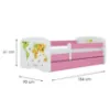 Obrazek Łóżko dziecięce Babydreams+SZ+M różowy 80x180 mapa