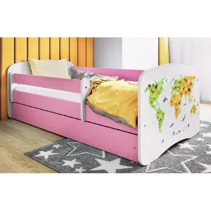 Obrazek Łóżko dziecięce Babydreams+SZ+M różowy 80x180 mapa