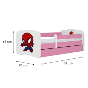 Obrazek Łóżko dziecięce Babydreams+SZ+M różowy 80x180 Spider-man