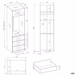 Obrazek Szafa z szufladami Aprire 60 cm biały