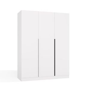 Szafa Sensory 150 cm 3D biały czarne uchwyty