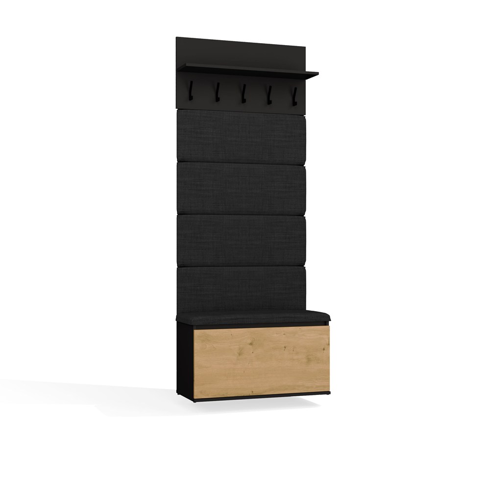 Wieszak z szafką na buty Lori dąb artisan/czarny