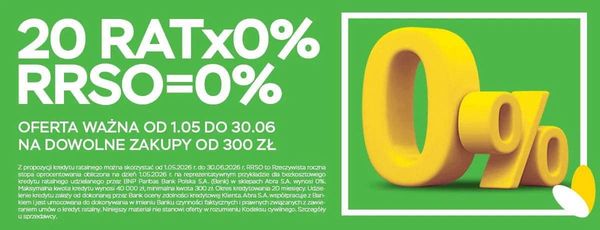 Raty 20x0% na dowolne zakupy od 300 zł