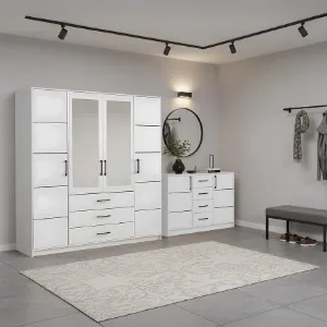 Obrazek Zestaw szafa Belluno 200 biała + komoda Belluno 150