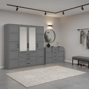 Obrazek Zestaw szafa Belluno 200 grafit + komoda Belluno 150