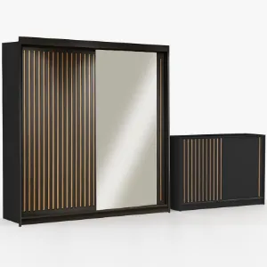 Zestaw szafa Royal 203 czarna + komoda Royal 150