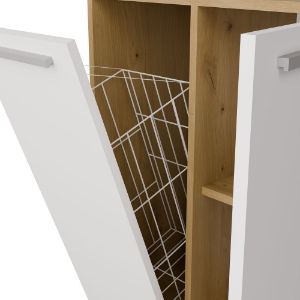 Obrazek Regał łazienkowy z koszem na pranie Luiza 1K DK dąb artisan/biały