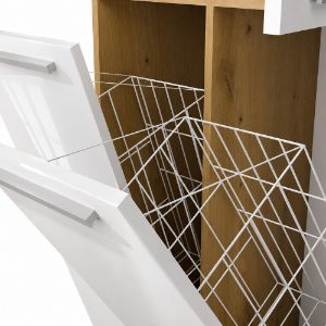 Obrazek Regał łazienkowy z dwoma koszami na pranie Luiza 2K DD dąb artisan/biały połysk