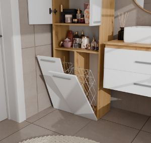 Obrazek Regał łazienkowy z dwoma koszami na pranie Luiza 2K DK dąb artisan/biały