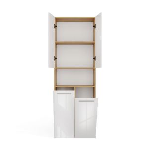 Obrazek Regał łazienkowy z dwoma koszami na pranie Luiza 2K DK dąb artisan/biały połysk