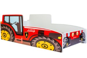 Łożko pojedyncze Traktor czerwony 140x70 z materacem