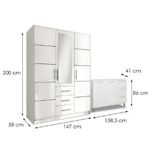 Obrazek Zestaw Szafa Bali D3 Biała + Komoda Bali 140