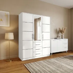 Obrazek Zestaw Szafa Bali D3 Biała + Komoda Bali 140
