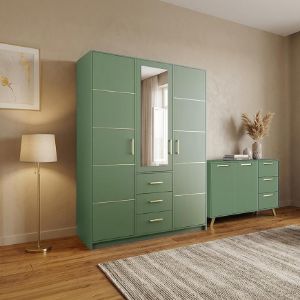 Obrazek Zestaw Szafa Bali D3 Zielona + Komoda Bali 140