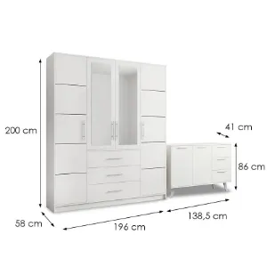 Obrazek Zestaw Szafa Bali D4 Biała + Komoda Bali 140