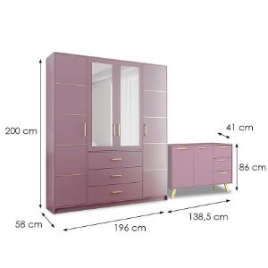 Obrazek Zestaw Szafa Bali D4 Śliwka + Komoda Bali 140