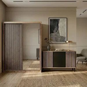 Obrazek Zestaw Szafa London Wotan Lustro 203  + Komoda D3