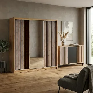 Obrazek Zestaw Szafa London Wotan Lustro 250  + Komoda D3