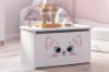 Obrazek Skrzynia na zabawki Daria biała z nadrukiem Pink Cat